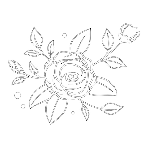 Rosa dibujo a mano flor para colorear