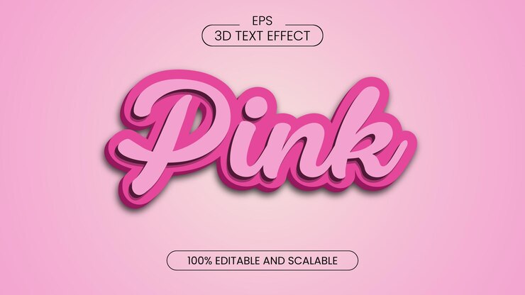 Vector rosa efecto de texto editable 3d eps con fondo