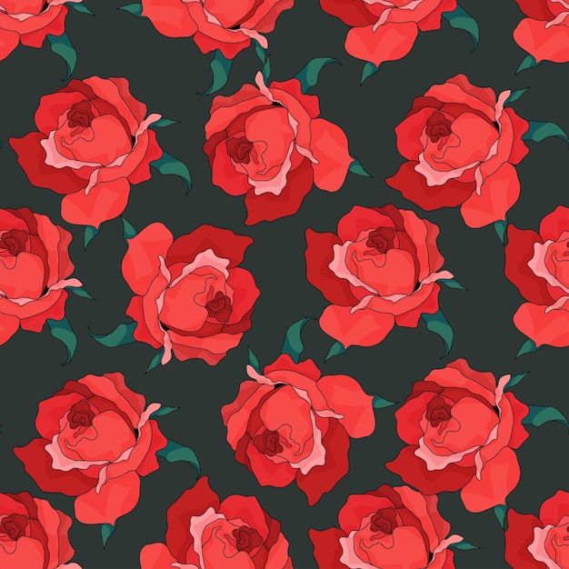 Rosa Flor Floral Sin Fisuras Patrón De Fondo