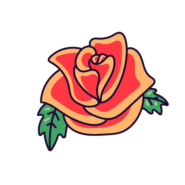 Rosa, flor, garabato, ilustración