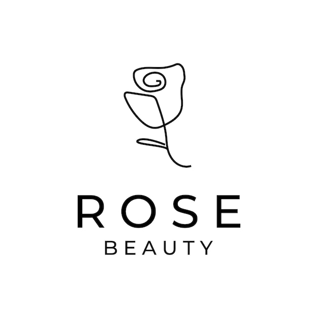 Rosa flor línea arte logo vector icono ilustración