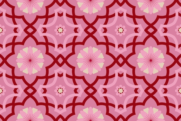 Rosa floral moderno marroquí étnico étnico geométrico azulejo arte oriental sin fisuras patrón tradicional. diseño de fondo, alfombra, fondo de pantalla, ropa, envoltura, batik, tela. vector.