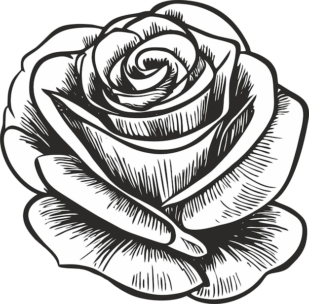 Rosa en formato vectorial cada pétalo y cada hoja por separado