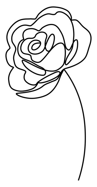 Rosa de una línea con dibujo de línea de tallo