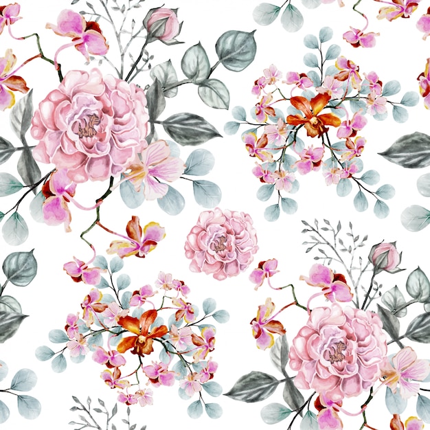 Rosa de patrones sin fisuras flores vintage.