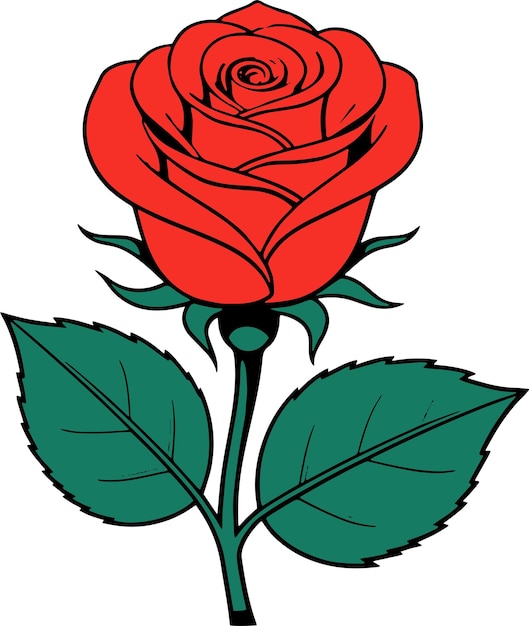 Una rosa roja con un largo tallo verde