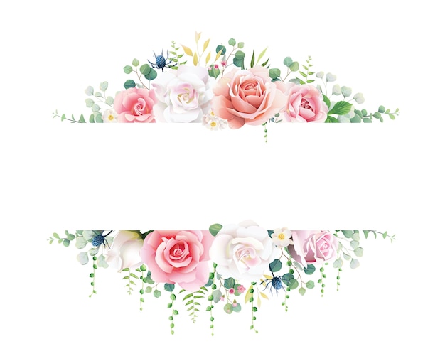 Rosa rosa y blanca con banner de vegetación