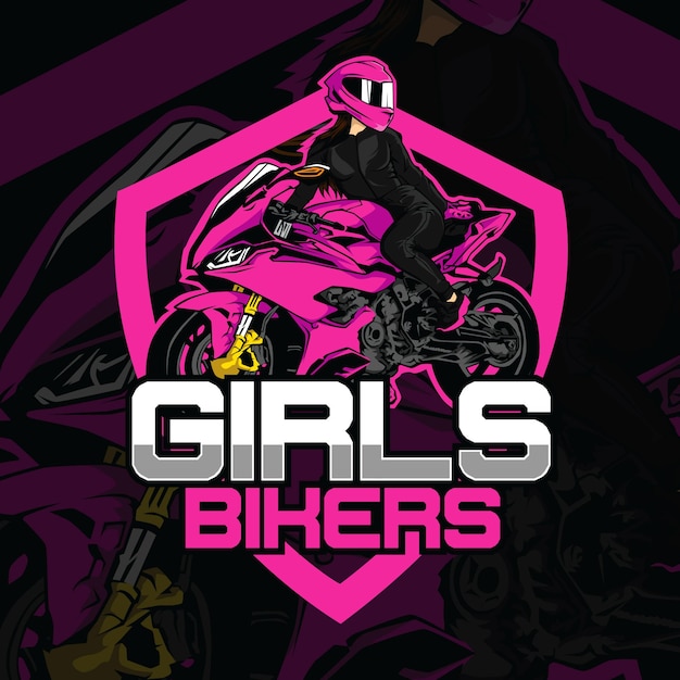 rosa, superbike, logotipo, niña, vector