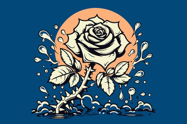 Una rosa se une de los pinos bajo la lluvia