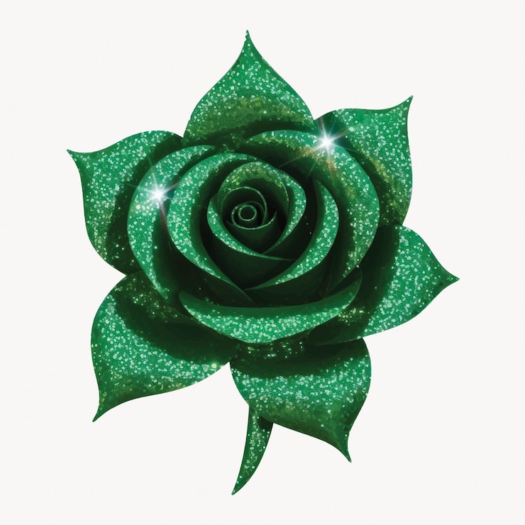 Vector una rosa verde brillante y brillante