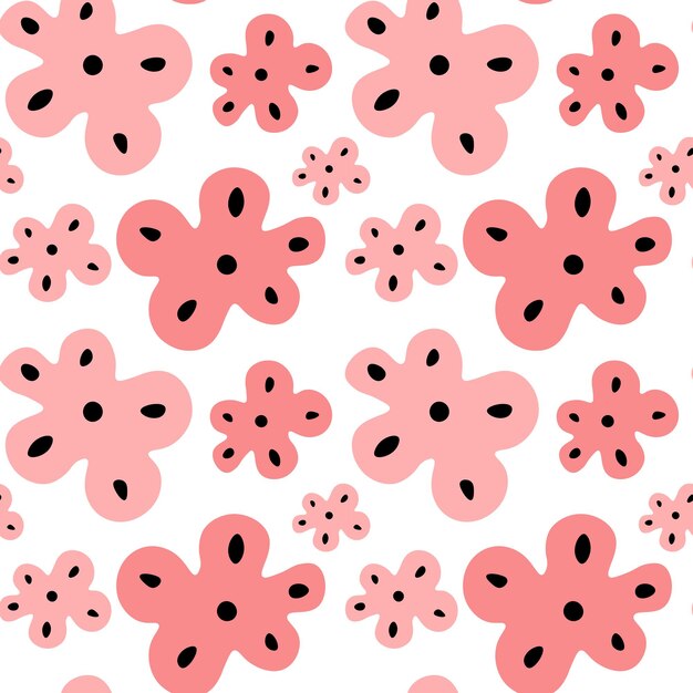 Rosa y2k flores dibujos animados de patrones sin fisuras para imprimir Retro vintage escandinavo floral