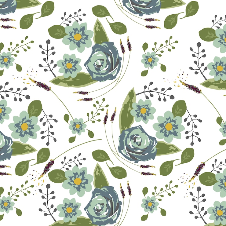 Vector rosas azules y flores