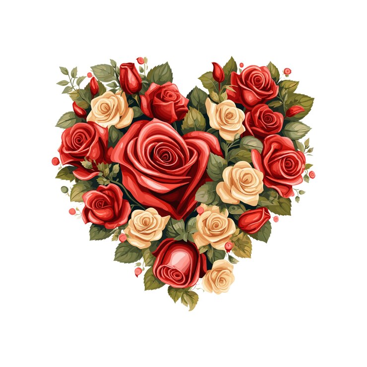 Rosas bien dispuestas en forma de corazón