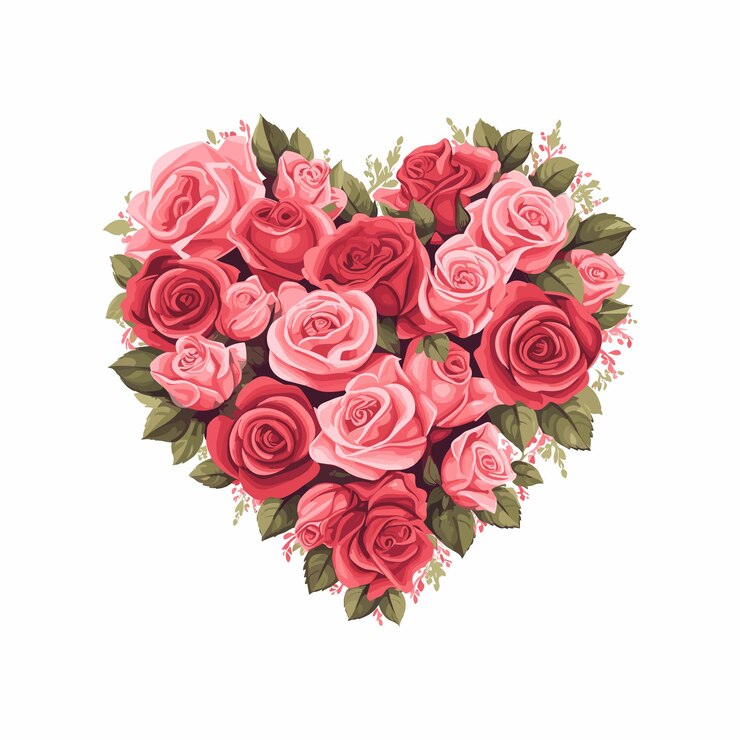 Rosas bien dispuestas en forma de corazón