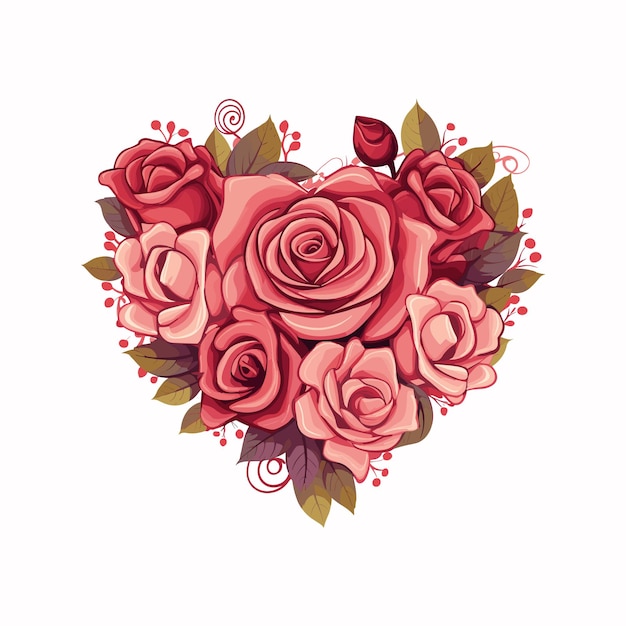Rosas bien dispuestas en forma de corazón