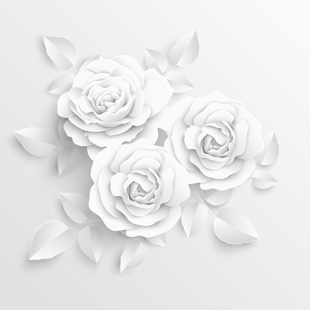 Rosas blancas cortadas de papel