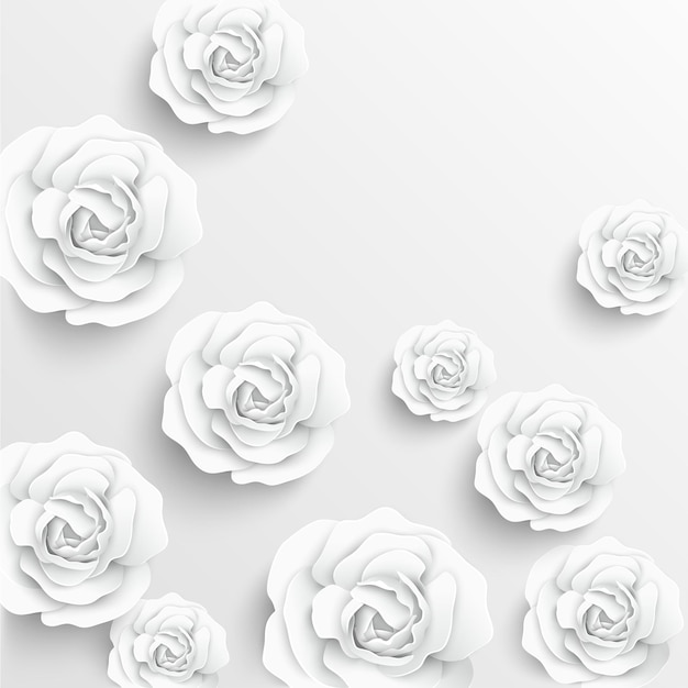 Rosas blancas cortadas de papel