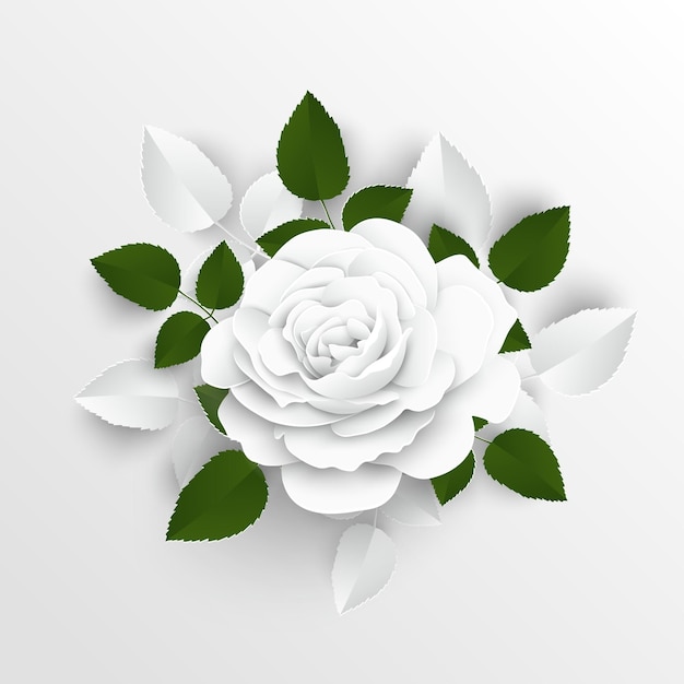 Vector rosas blancas cortadas de papel