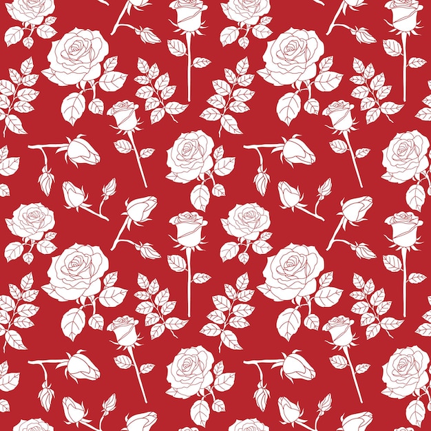 Rosas blancas sobre un fondo rojo