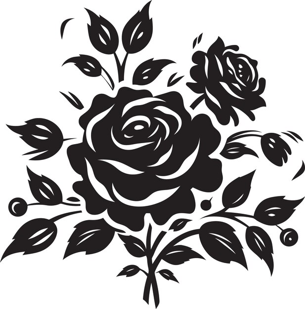 Vector rosas crepúsculo diseño floral vectorial negro margaritas en tinta ilustración floral en negro