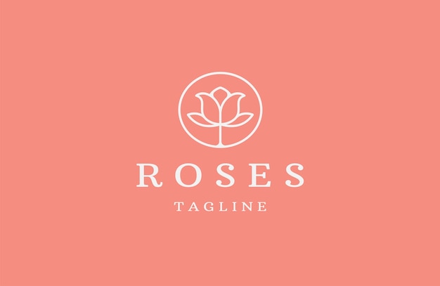 Rosas línea estilo arte flor salón de belleza de lujo moda cuidado de la piel cosméticos naturaleza y spa