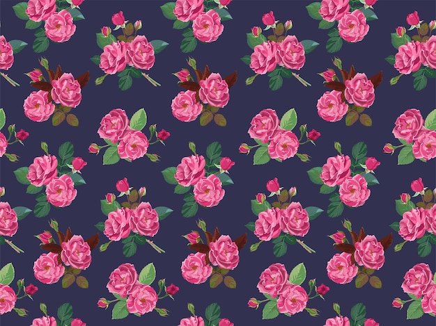 Rosas o peonías rosadas con un patrón sin costuras en la flor