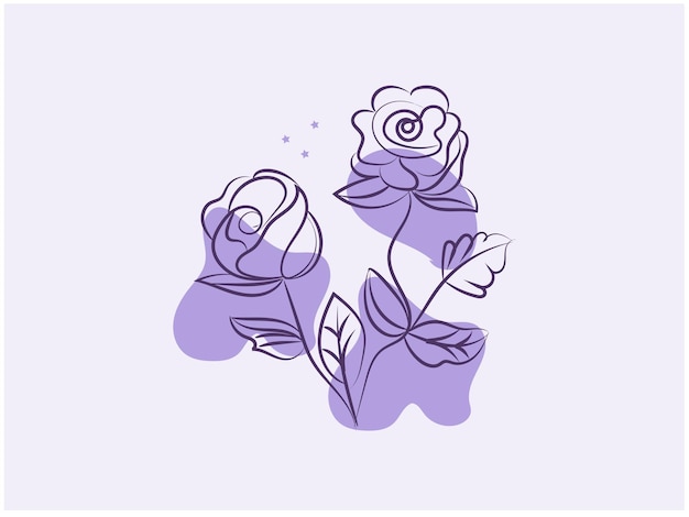 rosas púrpuras con pétalos blancos y flores púrpures sobre un fondo púrpura