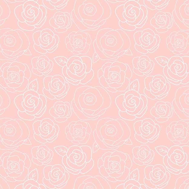 Rosas rosas kawaii de patrones sin fisuras