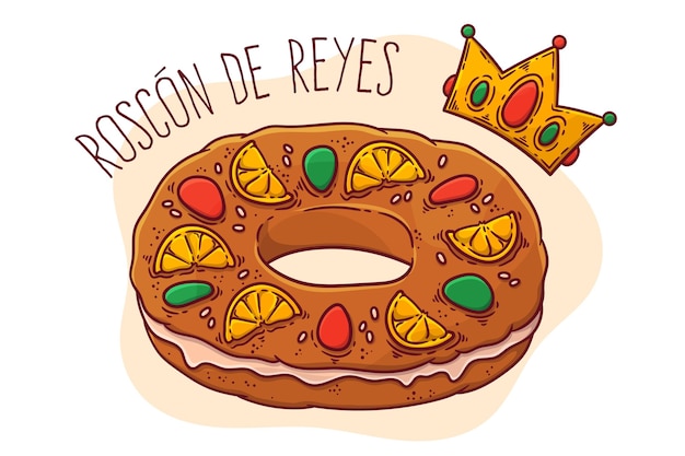 Vector roscon de reyes dibujado a mano