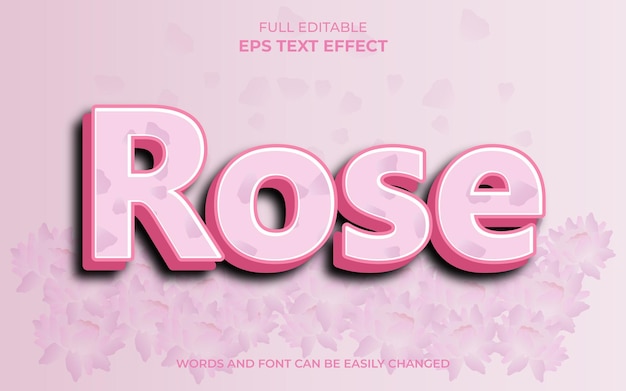 Rose 3d efecto de texto editable premium eps con fondo