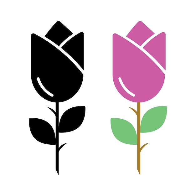 Rose flores conjunto icono plano diseño aislado vector ilustración