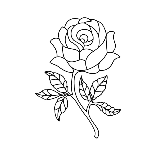 Rose único continuo una línea fuera de línea vector arte dibujo y diseño de tatuaje