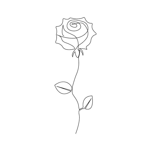 Rose único continuo una línea fuera de línea vector arte dibujo y diseño de tatuaje