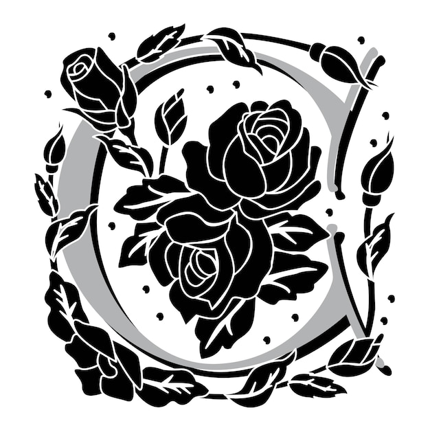 Rosette Initial Caps Font Mayúscula C vector diseño