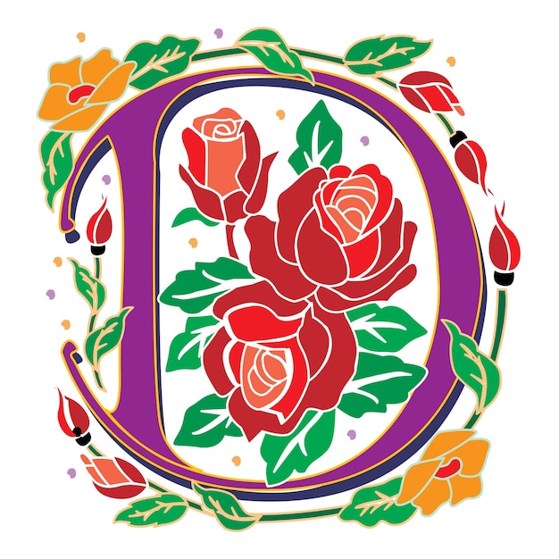 Rosette Initial Caps Font Mayúscula D diseño vectorial