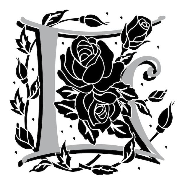 Rosette Initial Caps Font Mayúscula L diseño vectorial