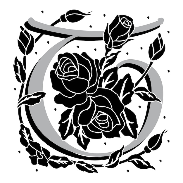 Rosette Initial Caps Font Mayúscula T diseño vectorial