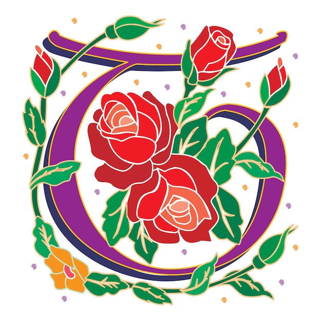 Rosette Initial Caps Font Mayúscula T diseño vectorial