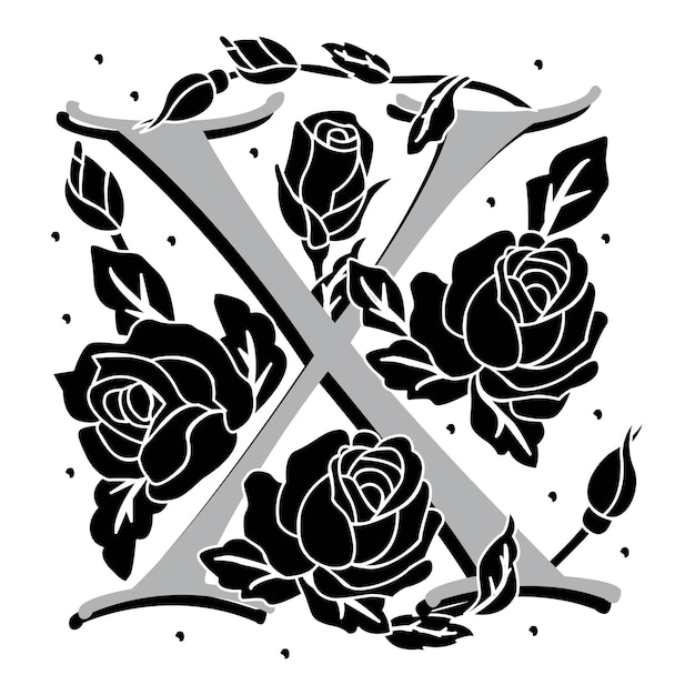 Rosette Initial Caps Font Mayúscula X diseño vectorial