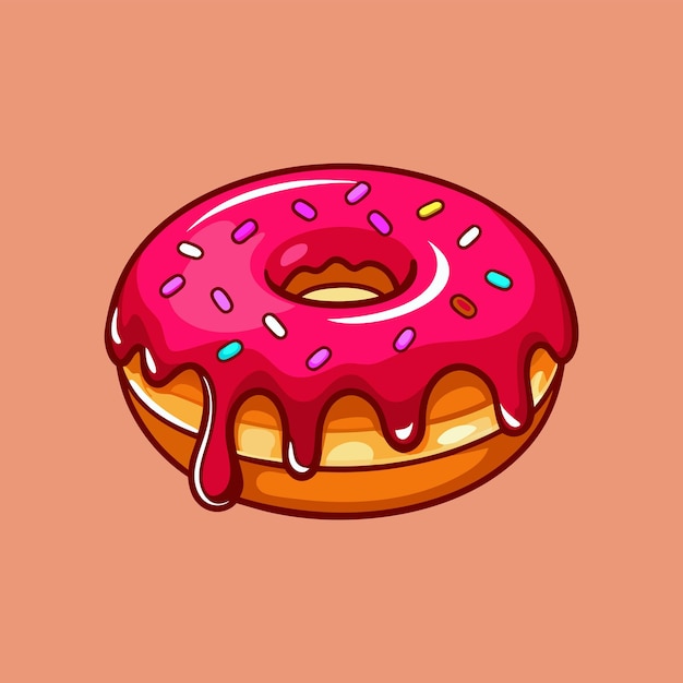 una rosquilla rosa con glaseado rosa y salpicaduras de colores