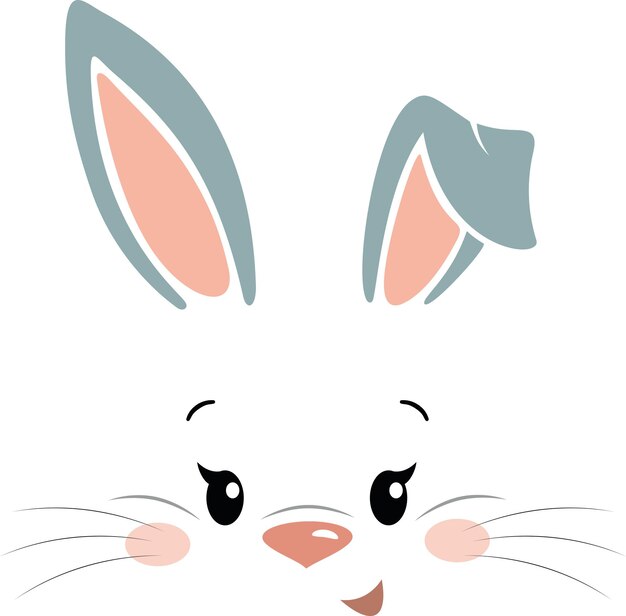 El rostro de los conejitos sonrientes y lindos es una ilustración vectorial aislada al estilo de dibujos animados