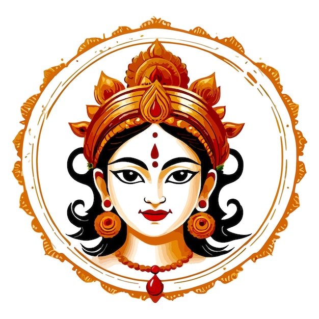 Vector el rostro de la diosa durga en el feliz durga puja subh navratri