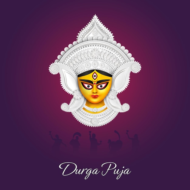 El rostro de la diosa Maa Durga en el feliz concepto de celebración de Durga Puja Dussehra y Navratri