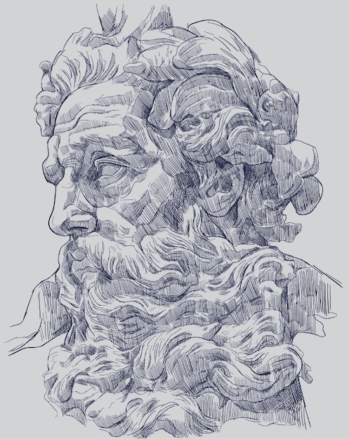El rostro de la estatua dibujado a mano