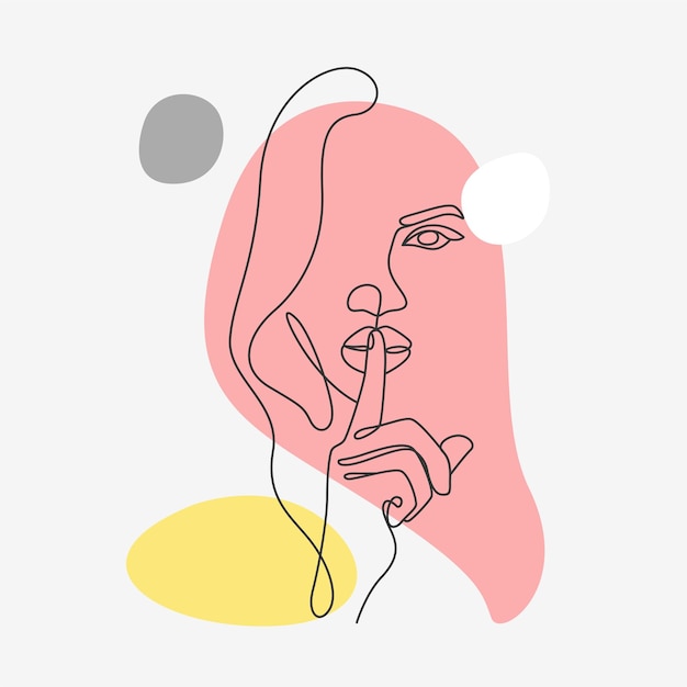 Rostro femenino elegante en estilo de arte lineal