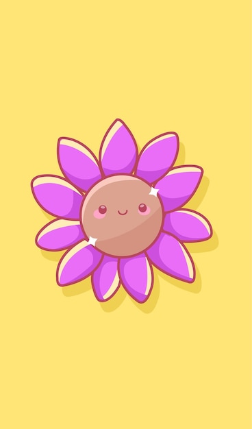 El rostro de la flor de dibujos animados emoji sonrisa vector