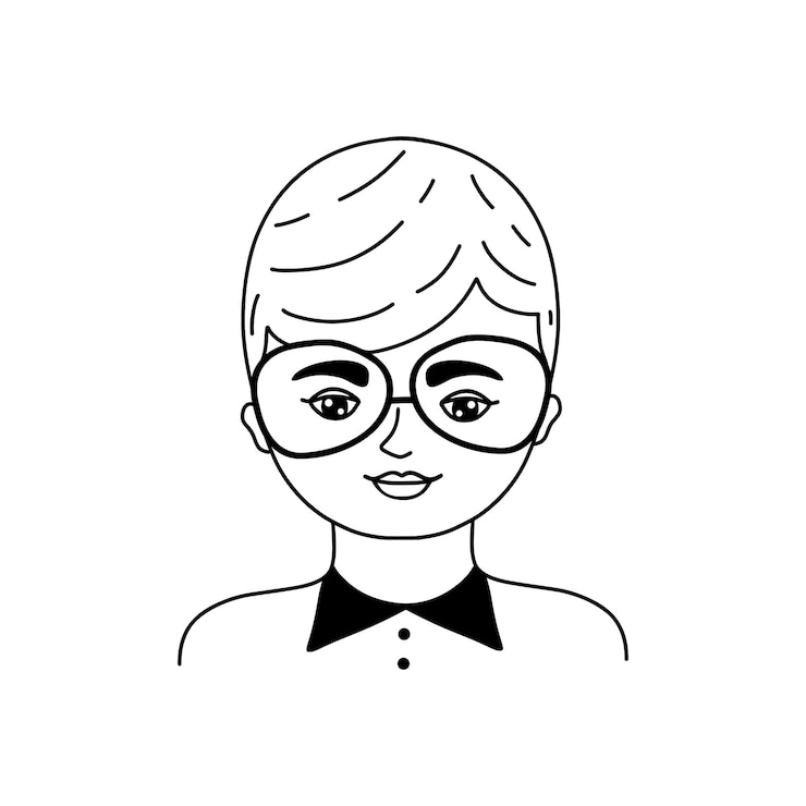 Vector rostro masculino en estilo garabato sobre fondo blanco.