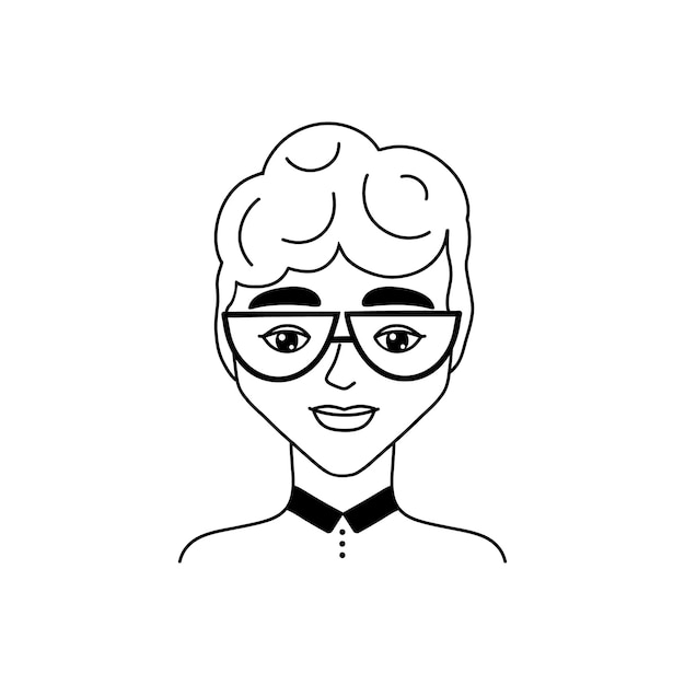 Rostro masculino en estilo garabato sobre fondo blanco.