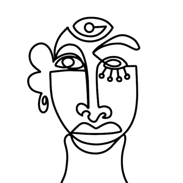 Rostro de mujer arte de una línea abstracto minimalista