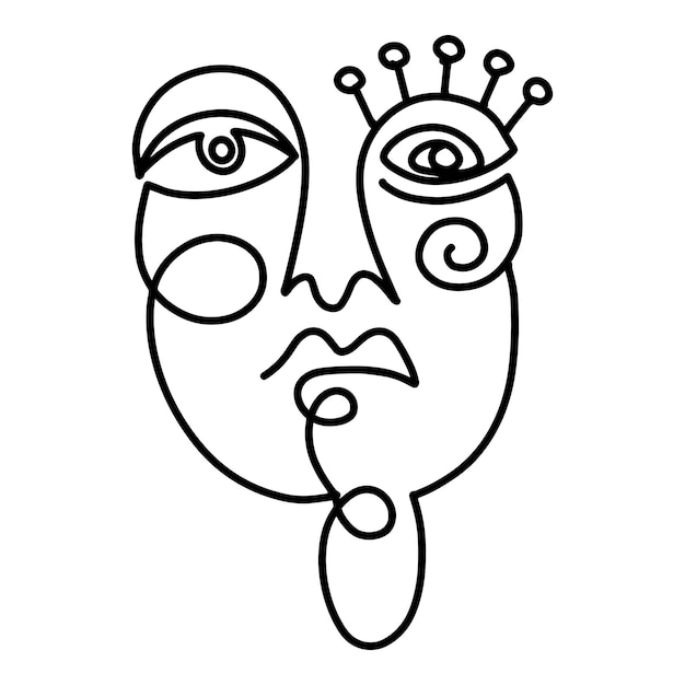 Rostro de mujer Arte de una línea abstracto minimalista